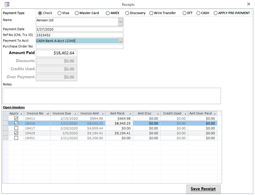Record Receipt of Invoice
