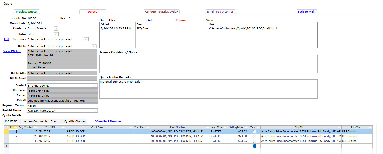 Quoting Software For Manufacturing Business