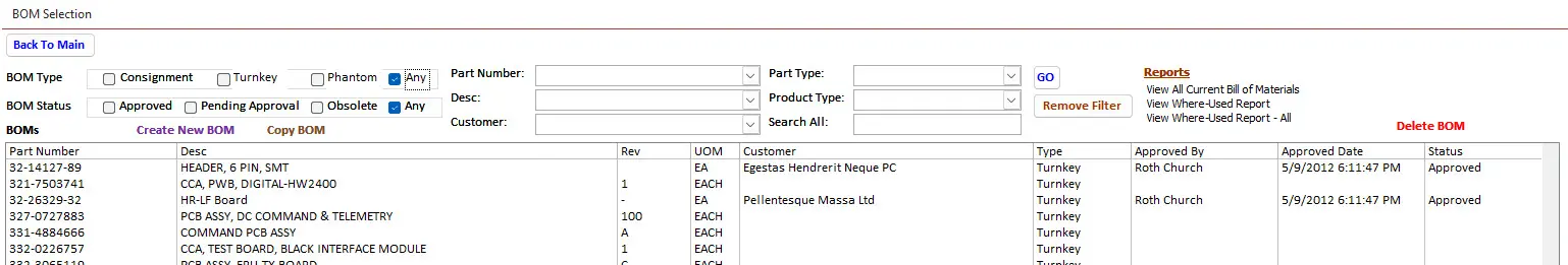 SimpleManufacturing BOM Listing In Manufacturing Software