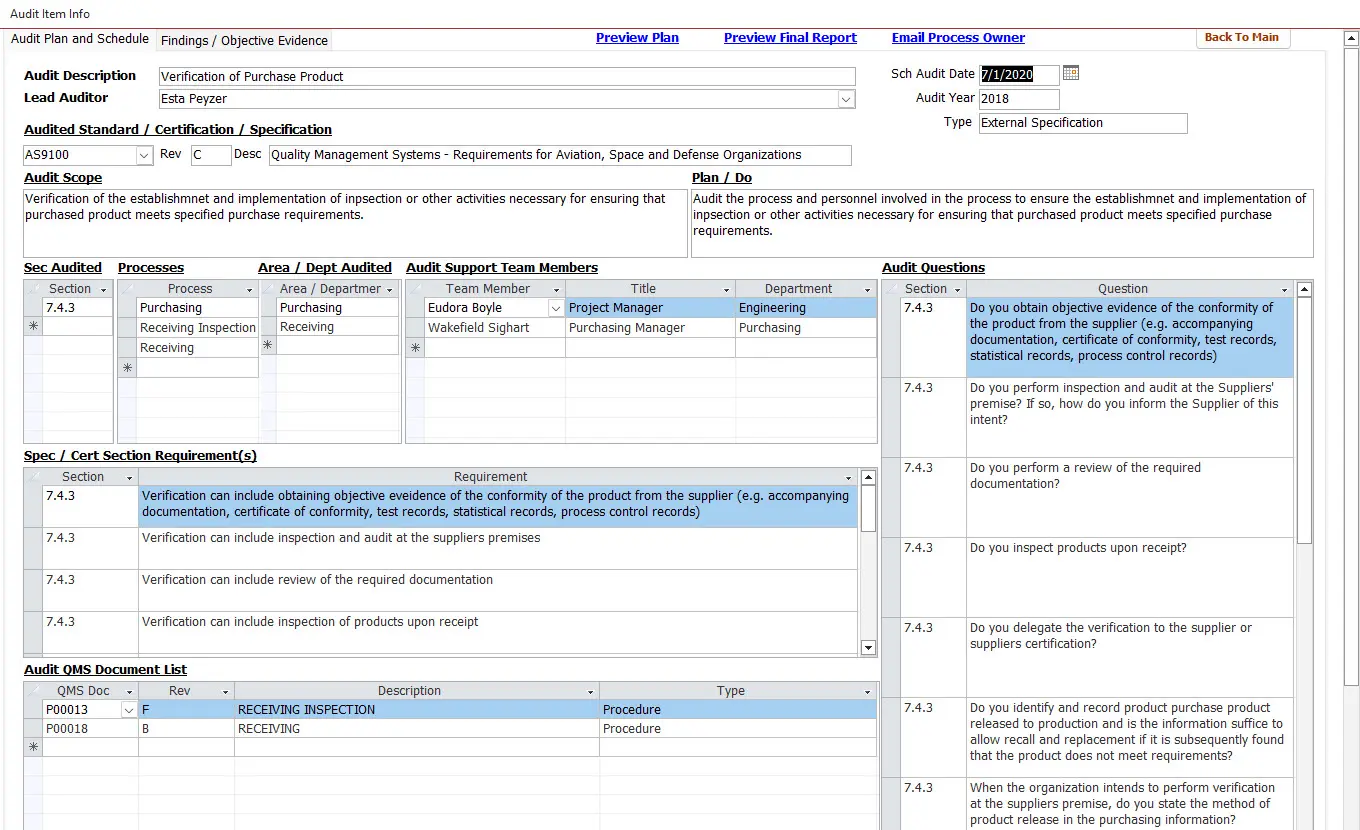 SimpleManufacturing Internal Auditing