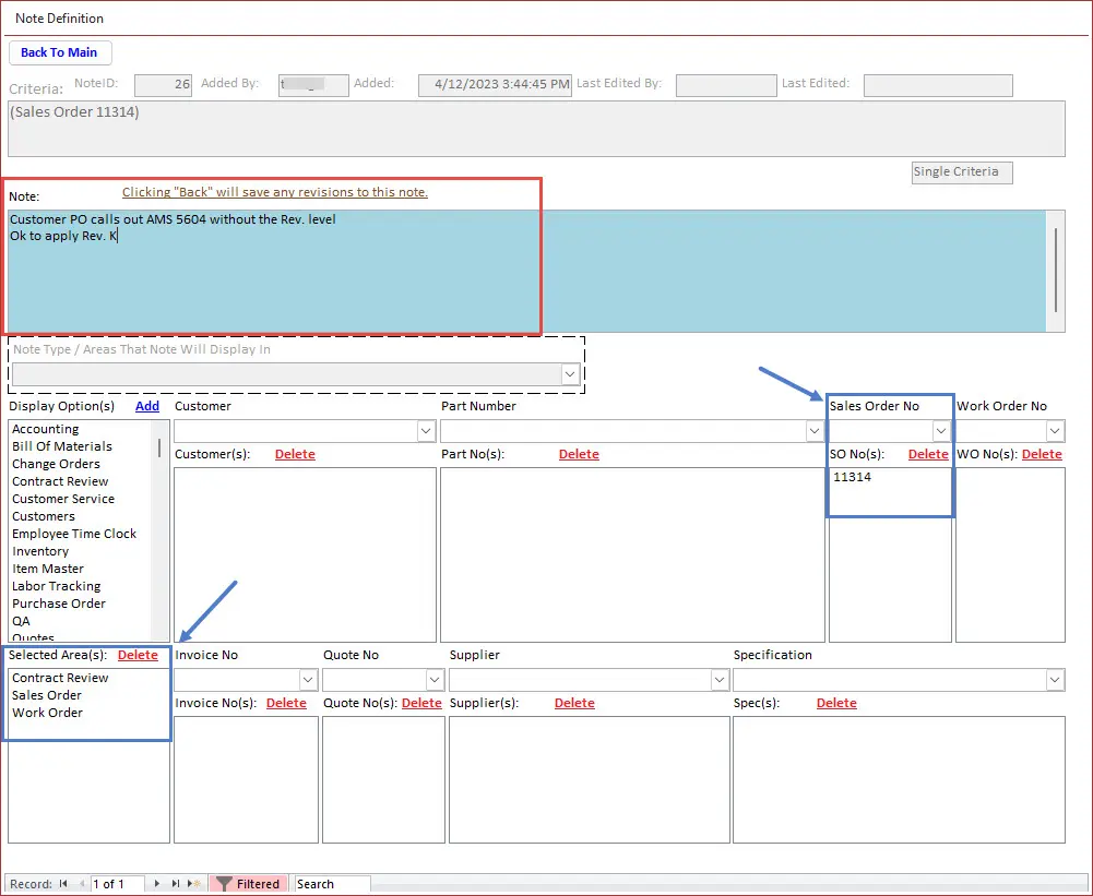 SimpleManufacturing Note Details