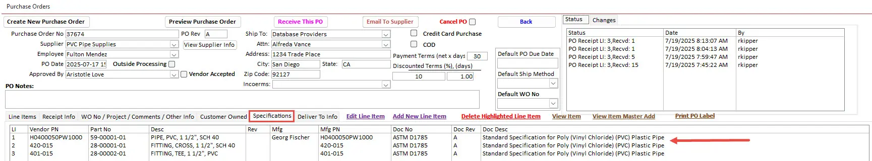 Purchase Order Specification Flowdown in Manufacturing