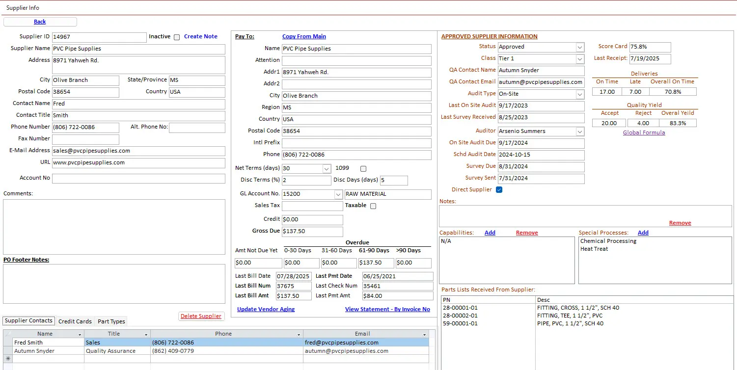 Supplier Details