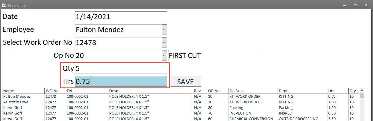 SimpleManufacturing Labor Tracking