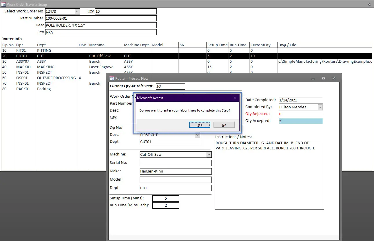 SimpleManufacturing Simple Labor Tracking